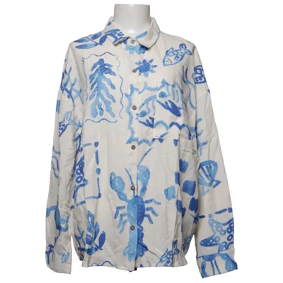 Skjorte (Hvid, Blå) fra Pacific Republic Bomuld, Linned, Viscose