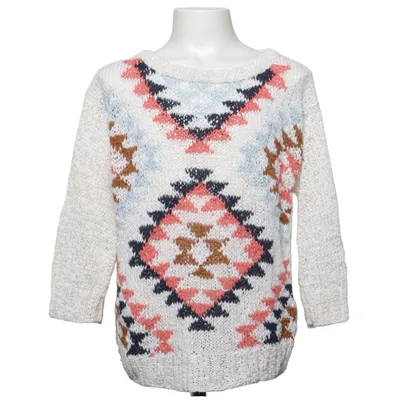 Sweater (White, Multicolored) from American Outfitters Cotton, Polyester