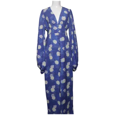 Maxi jurk (Blauw, Wit) van Adoore Elastaan, Polyester