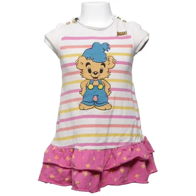 Klänning (Vit, Rosa, Gul, Orange) från Bamse by Lindex Elastan, Ekologisk bomull