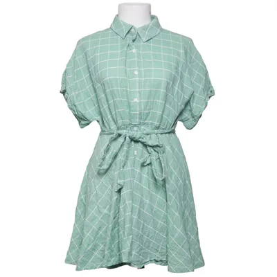 Skjortklänning (Grön, Vit) från Simplee Bomull, Elastan