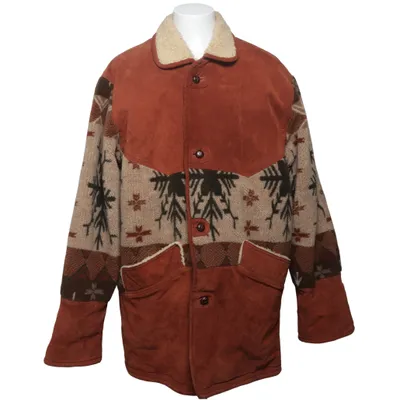 Shearling jacket (Brown, Beige, Multicolored) from Happy Life Acrylic, Leather, Polyester
