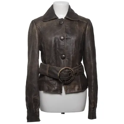 Veste en cuir (Marron) de Inuikii Coton, Cuir, Polyester