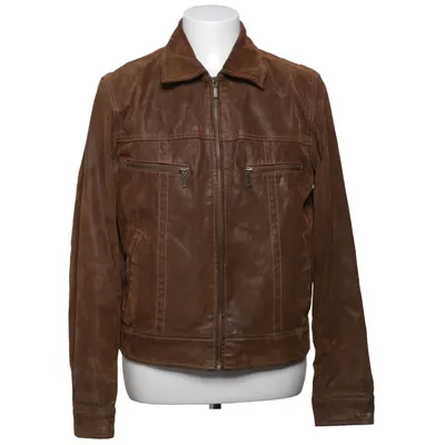 Läderjacka (Brun) från Saki Collection Bomull, Skinn, Polyester