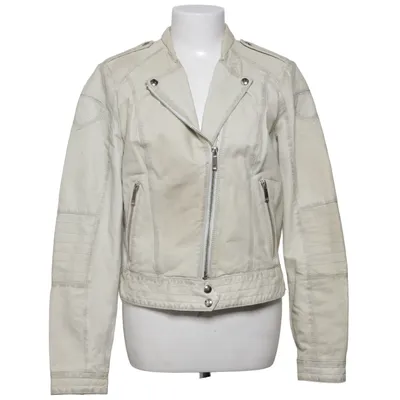 Läderjacka (Beige) från Jofama by Marie Serneholt Skinn, Polyester, Viskos