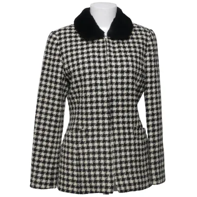 Manteau (Noir, Blanc) de Georges Rech Fourrure, Polyamide, Laine