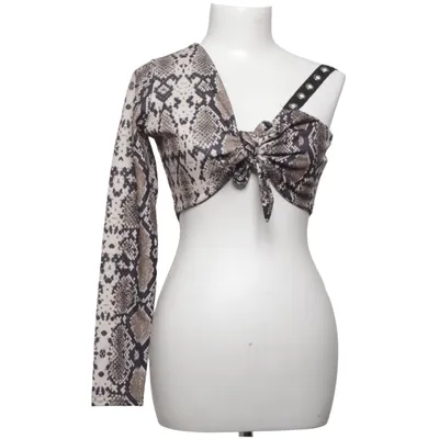 Crop top (Beige, Bruin, Zwart) van I-X London Elastaan, Polyester