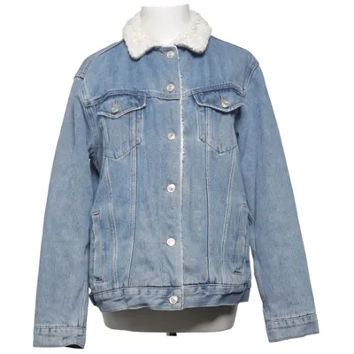 Fodrad jeansjacka (Blå, Vit) från Topshop Moto Bomull, Polyester