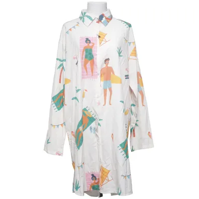 Skjortklänning (Beige, Flerfärgad) Polyester