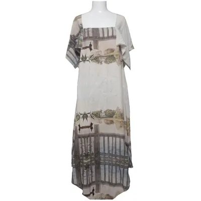 Jurk (Beige, Grijs, Groen) van Rodebjer Zijde, Viscose