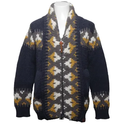 Cardigan (Blå, Grå, Gul) fra Diesel Tricot & Co. Akryl, Læder, Uld
