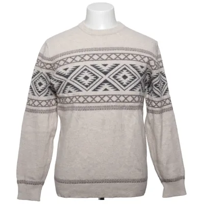 Pull-over (Beige, Gris) de Dressmann Coton biologique, Laine