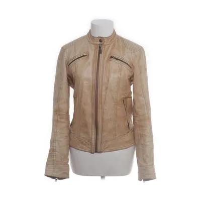 Leren jack (Beige) van Goosecraft Leer, Katoen, Polyester