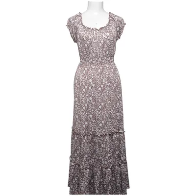 Maxikjole (Brun, Hvid) fra Happy Holly Elastan, Polyester