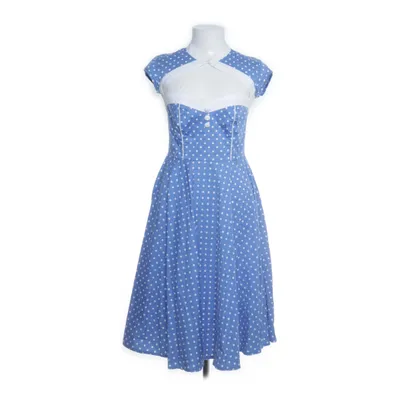 Jurk (Blauw, Wit) van Hell Bunny Vixen Katoen, Elastaan