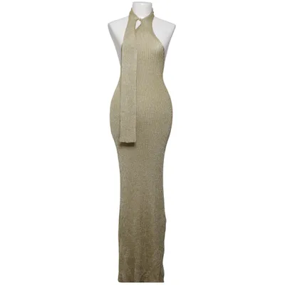 Halterneck dress (Gold) from Zara Metallic fiber, Viscose