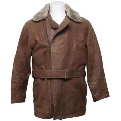 Shearling jas (Bruin) van Roco Baroco Katoen, Leer, Polyester