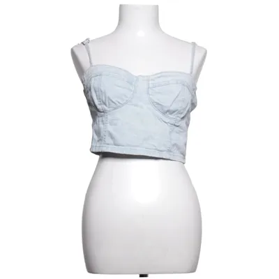 Crop top (Blue) from Bershka Denim Cotton, Elastane