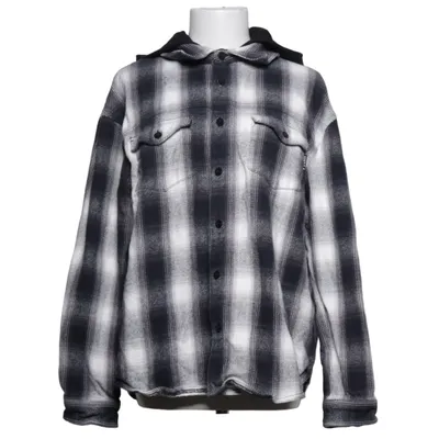 Surchemise (SS-23377 GREY PLAID HOODED SHIRT) de SikSilk Coton, Élasthane