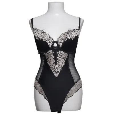 Body (Schwarz, Beige) von Primark Baumwolle, Elasthan, Polyamid, Polyester