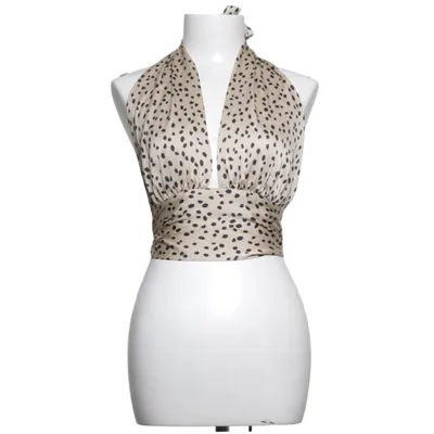 Halterneck top (Beige, Sort) fra Gina Tricot Polyester