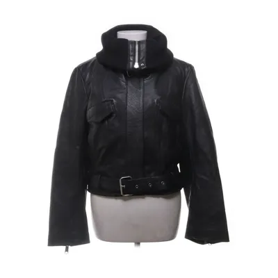 Jacket (Black) from H&M Studio Leather, Polyester, Viscose