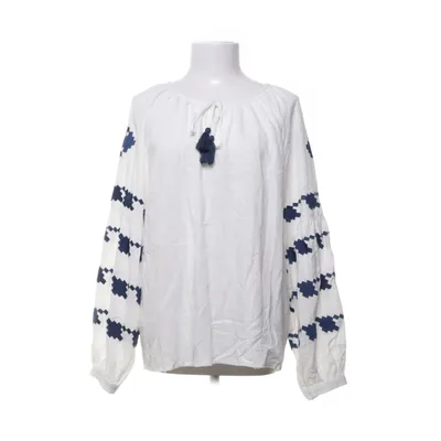Blouse (White, Blue) from Musy Muse Cotton