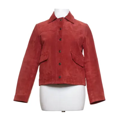 Veste en cuir (Rouge) de Zara Basic Polyester, Cuir, Daim