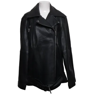 Bikerjakke (Sort) fra H&M Premium Quality Læder, Viscose