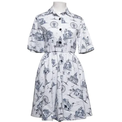 Robe (Blanc, Bleu) de Maje Coton, Cupro, Élasthane, Polyester