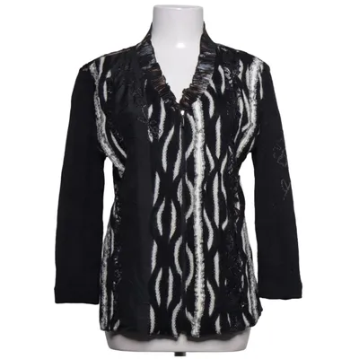 Cardigan (Sort, Hvid) fra Un Jour Ailleurs Mohair, Polyester, Viscose