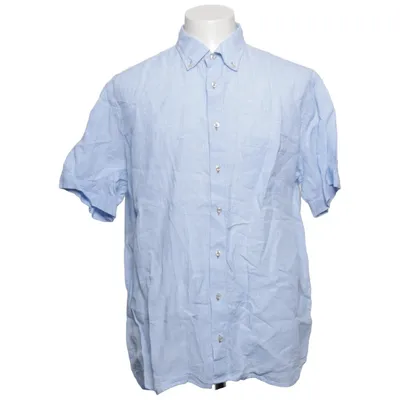 Short sleeve shirt (Blue, White) from Oscar of Sweden Linen