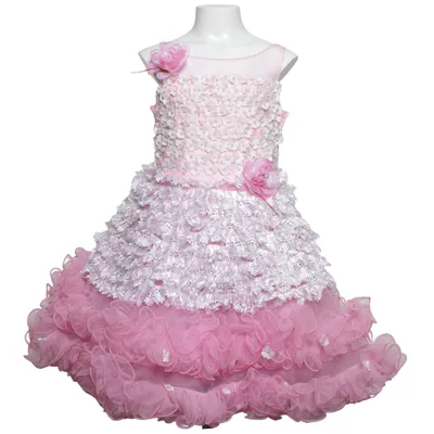 Bloemenmeisjes jurk (Roze, Wit)