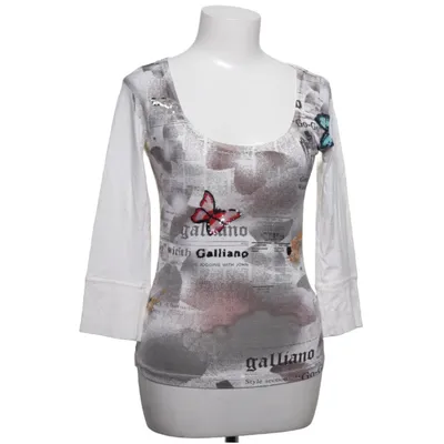 T-shirt à manches longues (Blanc, Multicolore) de John Galliano Coton, Élasthane