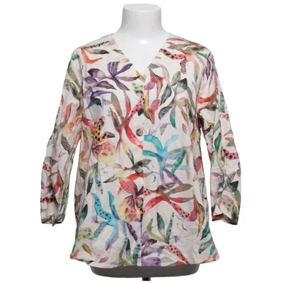Bluse (Hvid, Flerfarvet) fra Pure by Ulla Popken Elastan, Økologisk bomuld