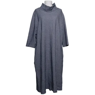 Klänning (Blå, Vit) från Pure by Ulla Popken Elastan, Ekologisk bomull