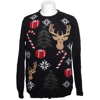 Christmas sweater (Black, Multicolored) from Solid Acrylic, Cotton