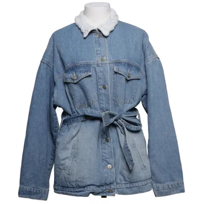 Fodrad jeansjacka (Blå, Vit) från Fashion Nova Bomull, Polyester