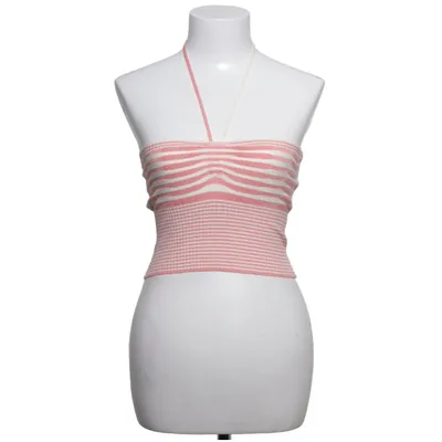 Halternecktopp (Rosa, Vit)