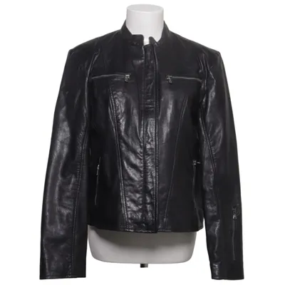 Leren jack (Zwart) van Petroff Leer, Polyester