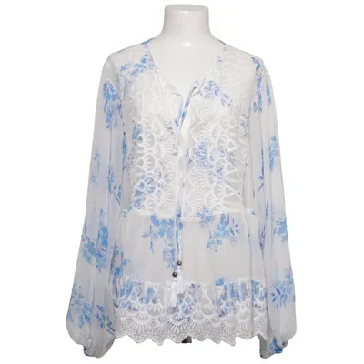 Blouse (Blanc, Bleu) de New Look Curves Coton, Polyester