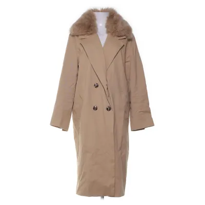 Frakke (Beige) fra Meotine Bomuld, Polyester, Rævepels, Viscose