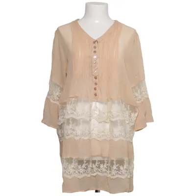 Robe (Beige) de Miss June Coton, Polyamide, Soie