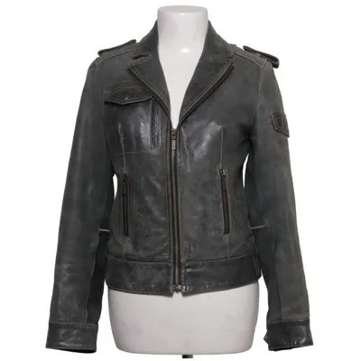 Leren jack (Grijs) van Goldstein Leer, Polyester
