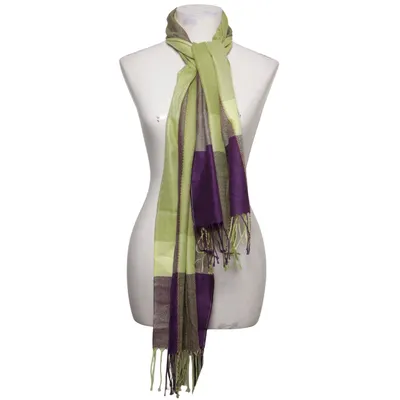Scarf (Green, Purple, Multicolored) from Pashmina Cashmere, Silk