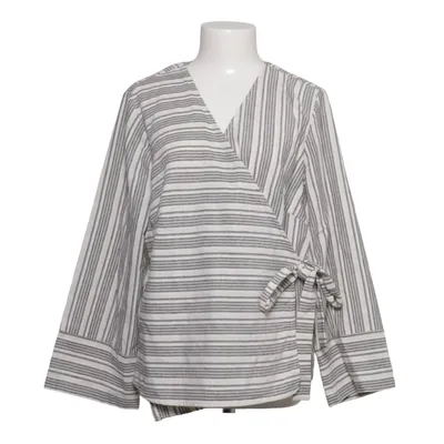 Wrap blouse (White, Gray) from Bodyflirt Linen, Polyester