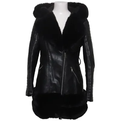 Veste en peau de mouton retournée (Noir) de Flammode Polyester, Polyuréthane, Viscose