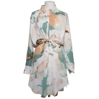 Robe chemise (Blanc, Vert, Marron) de Unika Polyester