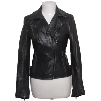 Leren jack (Zwart) van Cigno Nero Leer, Polyester