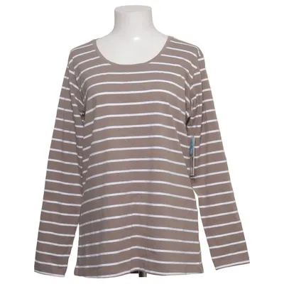Långärmad t-shirt (Brun, Vit) från Basic You Elastan, Ekologisk bomull